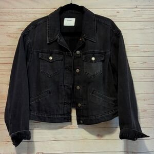 Old Navy Cropped Classic Black Denim Jean Jacket Large